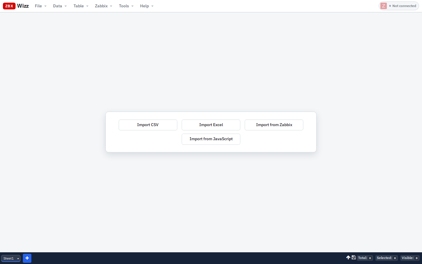 Empty workbench — no server-side session for your sheet