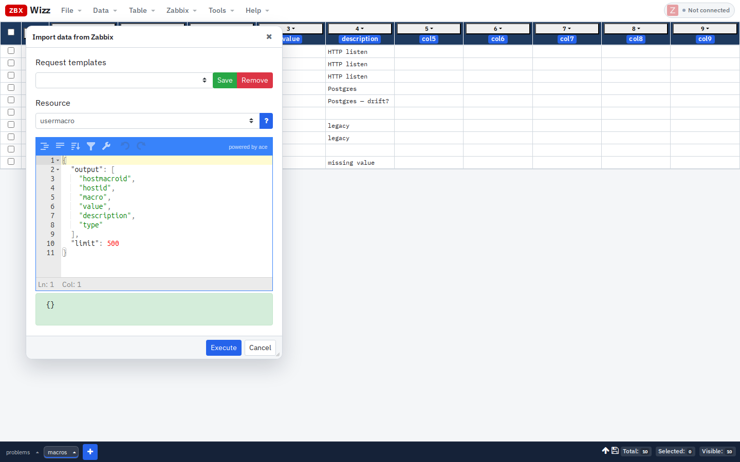 Import usermacro from Zabbix