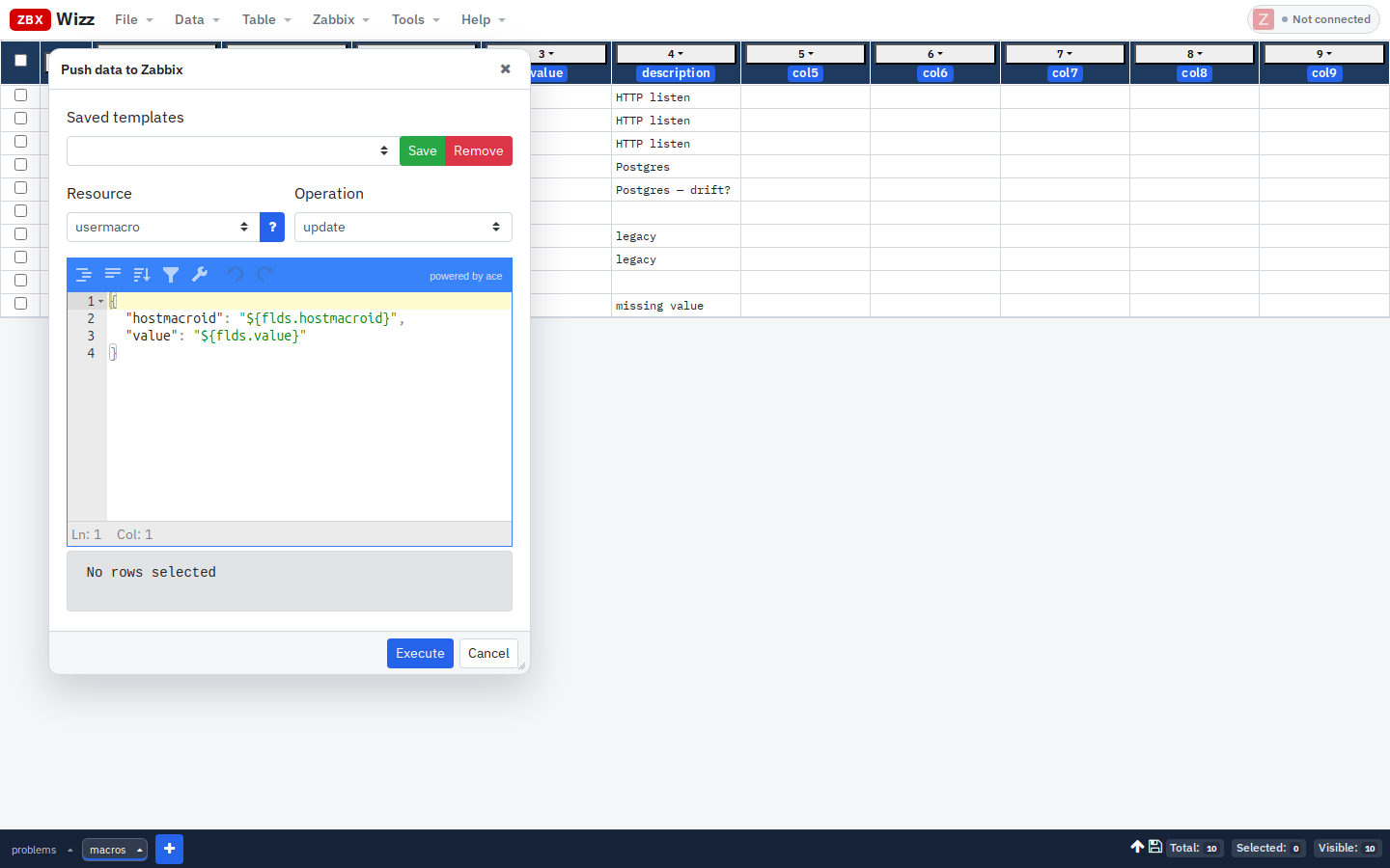 Push usermacro.update from selected rows